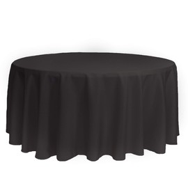 YOUR CHAIR COVERS - 132 Inch Round Premium Polyester Tablecloth - Black, Linen Table Cloth for Standard Round Tables