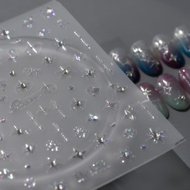 Star Nail Stickers for Nail Art 5D Embossed Self Adhesive Aurora Star Nail Art Stickers Star Nail Decals with Glitter Shiny Nail Art Design Star Nail Supplies for Women for DIY Manicure Decoration