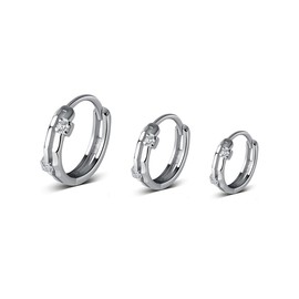 3 aretes de aro de plata de oro de 14 quilates para mujer, hipoalergénicos, juego de aretes de aro pequeños, pequeños, pequeños, gruesos, de 6 mm, 8 mm, 10 mm, minimalistas, Latón, Diamante de