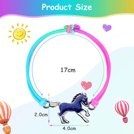 Flintronic Horse Bracelet, Mood Bracelet with Pendant for Children, Colour Changes, Children's Bracelet in Bright Rainbow Colours, Children's Birthday Party Favours, for Boys and Girls