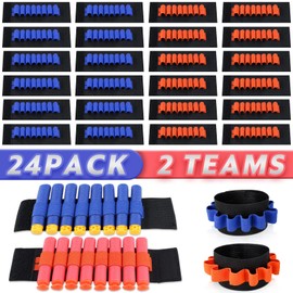 Dart Holders Fit for Nerf Gun Bullets, 24 Pcs Gun Party Supplies Toy Gun Accessories Ammo Wristband for Kids EVA Soft Bullets Wrist Belt Band Strap Compatible with Nerf N-Strike Blaster Gun (No Darts)