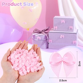60PCS Tinkrstuff Pink Mini Bows for Crafts,Fabric Small Bows for Crafting Decoration,Satin Ribbon Tiny Bow for Clothes Ornament, Cute Accessories DIY Embellishments for Crafts,Gifts,Party,Cakes,Treats