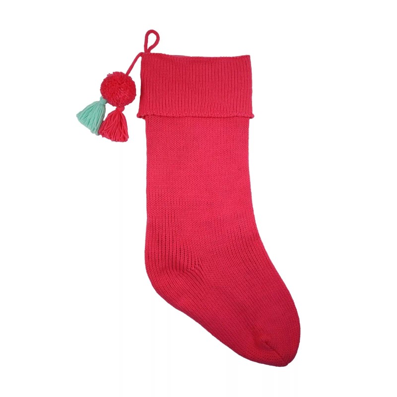 Holiday Time 36inch Christmas Pink Jumbo Knit Stocking