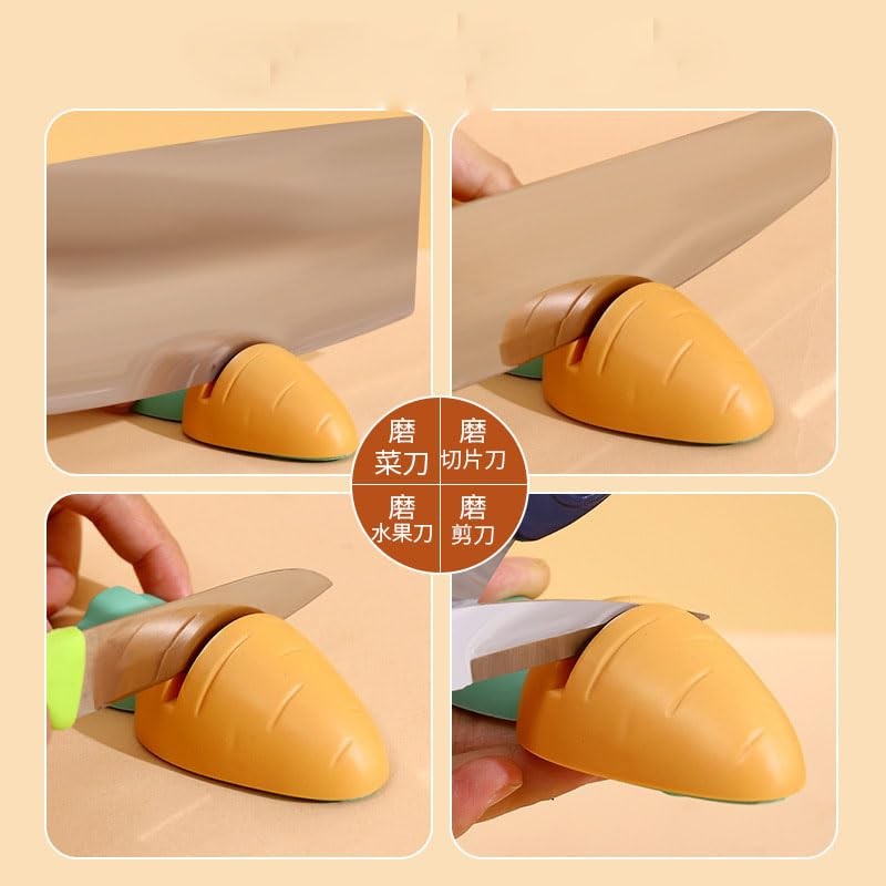Opexicos 3Pcs Multifunctional Sharpening Stone Quick Sharpener Cute Carrot Mini