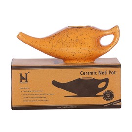 HealthGoodsAU - Freckle Pattern Orange Ceramic Neti Pot for Nasal Cleansing