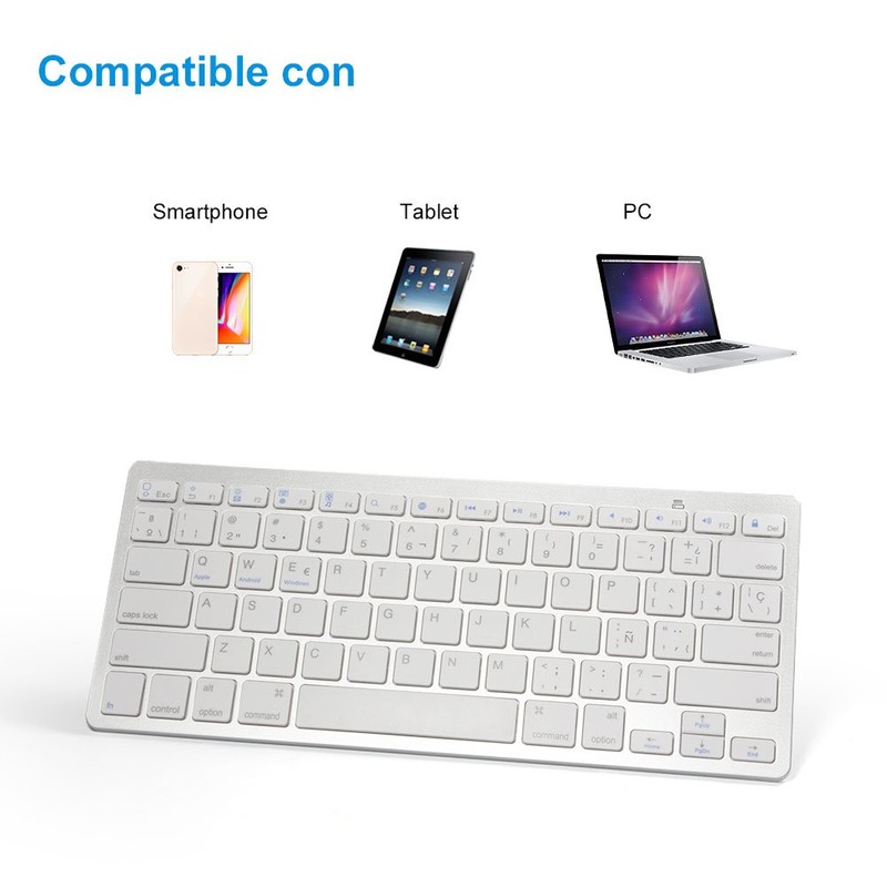 Teclado Español, 78 Teclas Teclado Inalámbrico Ultradelgado Bluetooth Inalámbrico Español