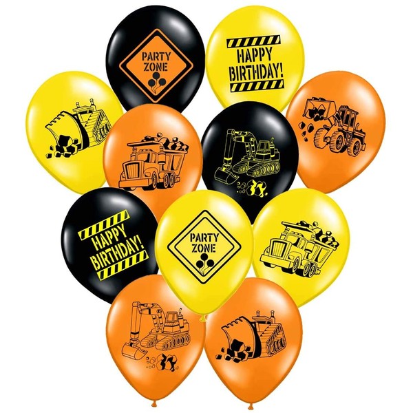 Gypsy Jade's Construction Party Supplies - 36 Construction Themed Balloons - 12" Construction Zone Party Balloons - Perfect for Builder Themed Parties