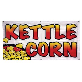 4 Less Co 2x4 Feet KETTLE CORN Banner Polyester Fabric Sign wb