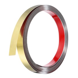 MECCANIXITY Gold Trim Peel and Stick, Self Adhesive Mirror Trim Border 13ft x 0.8" Stainless Steel Mirror Finish Molding Tape Strips for Wall Cabinet Tile Edge Molding