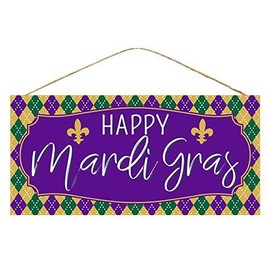 12.5"L X 6"H Happy Mardi Gras Sign