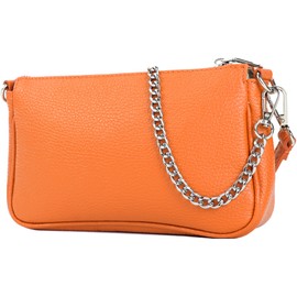 modamoda de - T237 - Shoulder Bag Small Small Made of Italian Leather, orange