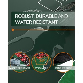 Bullets Playing Cards, Roulette Mat, Different Sizes & Variations, Casino-Style Roulette Layout, Durable, Portable, Double 0-75" x 35" (190.5 x 89cm), Green