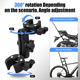 Kalofaye Motorcycle Bike Handlebar Double clamp Mount with Invisible Selfie Stick for Riding Tracking Shooting, Suitable for GoPro Hero 12/11/10/9/8 Insta360 X5 X4 X3 X2 ONE X/ONE/EVO