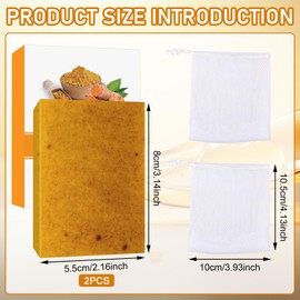 TECHEEL Turmeric Soap Turmeric Soap Bar Face Soap Solid Face Soap Turmeric Brightening Soap Turmeric Brightening Soap Turmeric Brightening Soap for Face and Body with a Foam Net Pack of 4