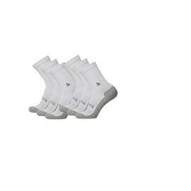 Purra Performance Comfort Crew Socks, White, Medium, 6 Pack - Odor Control, Cushioned & Supportive Athletic Calf High Socks for Men & Women