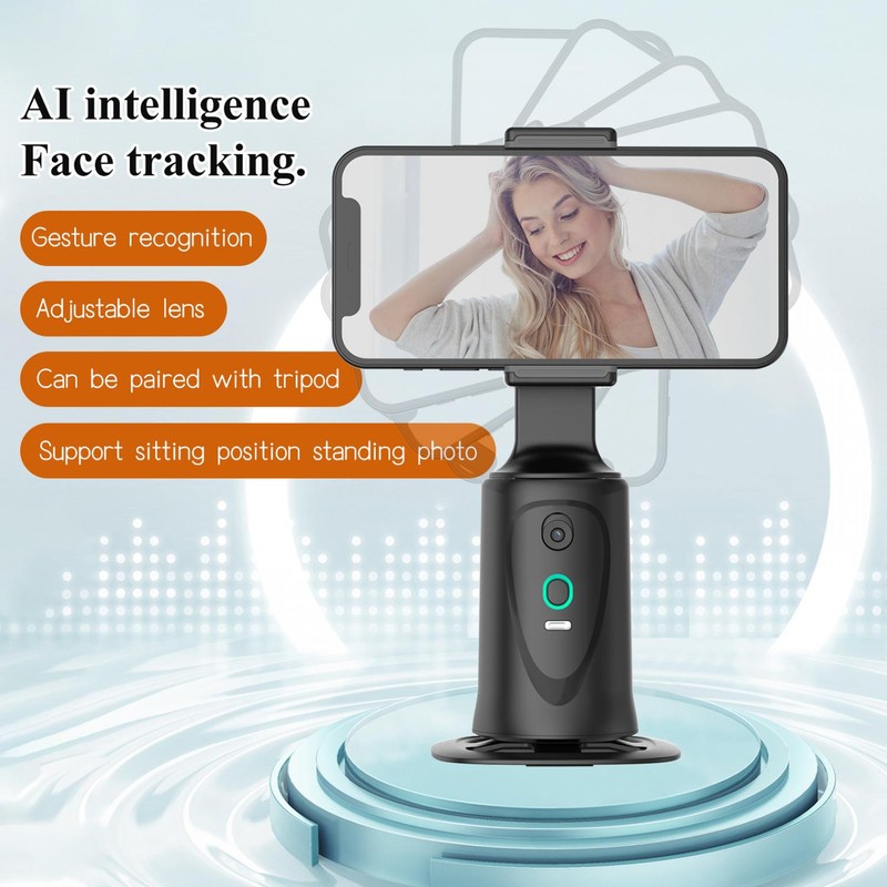 Auto Face Tracking Phone Holder 2 In1 360° Smart AI
