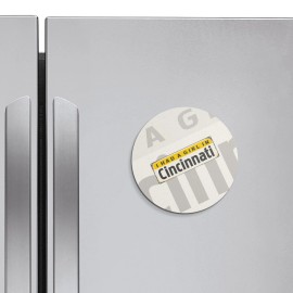 Unbranded Cincinnati Retro Travel Tin Sign | 4'' X 4'' Round Decorative Magnet