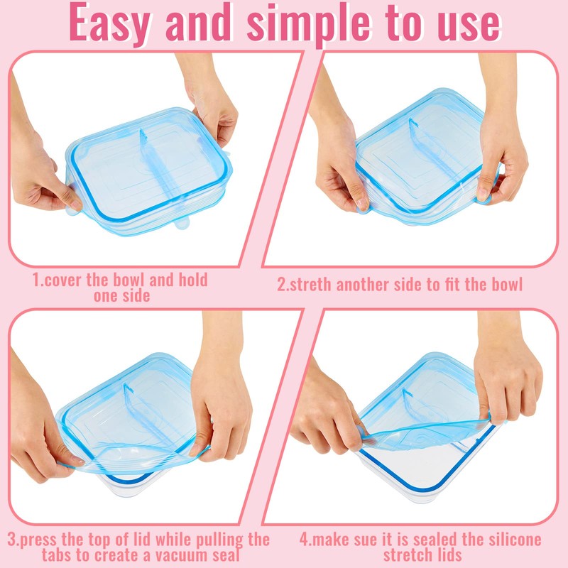 30 Pieces Silicone Stretch Lids Rectangle Reusable Silicone Lids Microwave