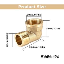 Srvauyea Pack of 4 Brass Angle 90°, 1/2 Inch Female Thread x Male Thread, DN15 Pipe Angle Elbow, 1/2 Inch IG/AG Sanitary Fittings Angle, 90 Degree Brass Elbow, Brass Angle for Water Hose