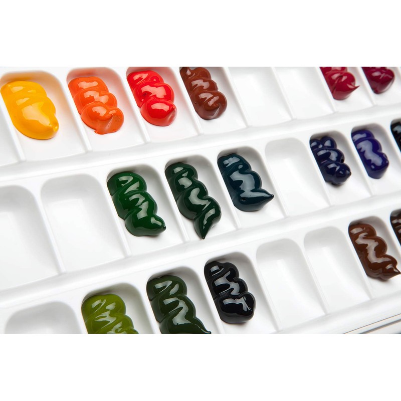 Mijello Fusion 33-Well Airtight/Leakproof Palette for Watercolor Paints, Blue