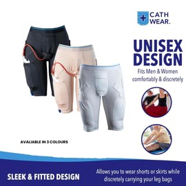 Cathwear Catheter Leg Bag Underwear - Leg Bag Holder for Men & Women| Medicare Approved (Black, White, Beige) (Black, XX-Large, 1, Count)