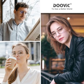 DOOViC 3 Pack Fashion Metal Frame Reading Glasses Blue Light Blocking Anti Eyestrain Spring Hinge Computer Readers for Women Men 2.25 Strength
