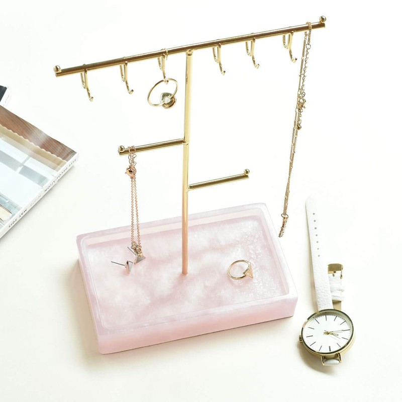 Stackers Large Rose Quartz T-Bar Jewellery Stand