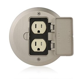 Leviton 25251-TFN 15 Amp 1-Gang Floor Box Assembly, Commercial Grade, Tamper-Resistant, Self-Grounding
