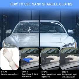 BAWEN 12PCS Nano Sparkle Cloth for Car Scratch Remover, Microfiber Magic Cloth to Repair Light Scratches Remove Water Spots and Polish Car Paint Glass Interior Plastic Metal Surfaces