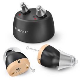 iBstone Hearing Aids, Rechargeable Hearing Aids to Assist Hearing for Seniors Adults, Mini Completely-in-Canal Digital Hearing Devices with Noise Cancellation, OTC, Pair