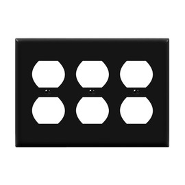 ENERLITES Triple Duplex Wall Plate, Three Electrical Outlet Cover, Standard Size 3-Gang 4.50" x 6.38", Unbreakable Polycarbonate Thermoplastic, UL Listed, 8823-BK, Black