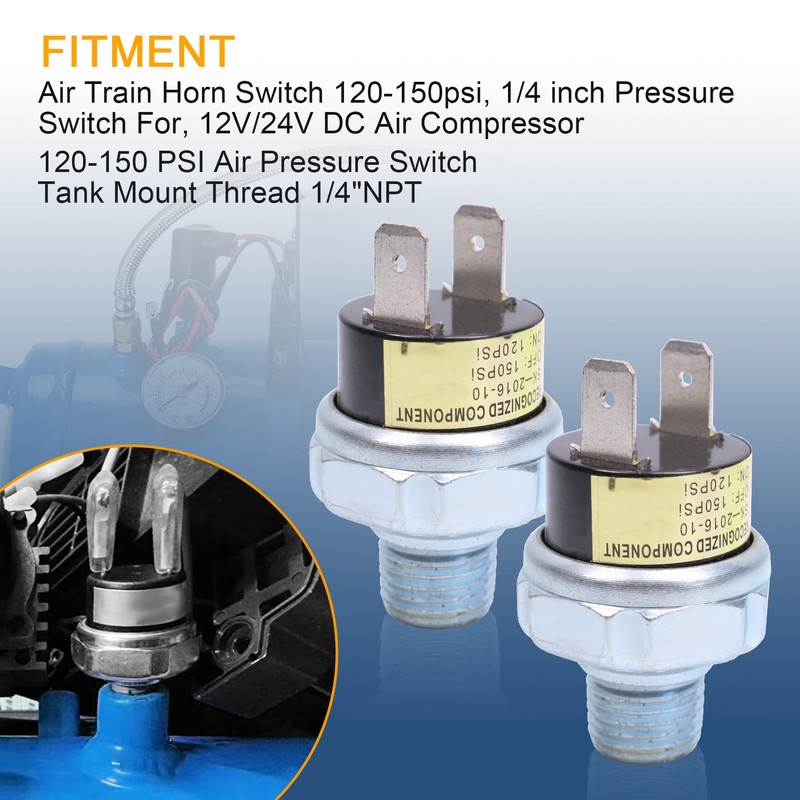 2 Piece Air Pressure Switch 120-150 PSI Tank Mount Thread