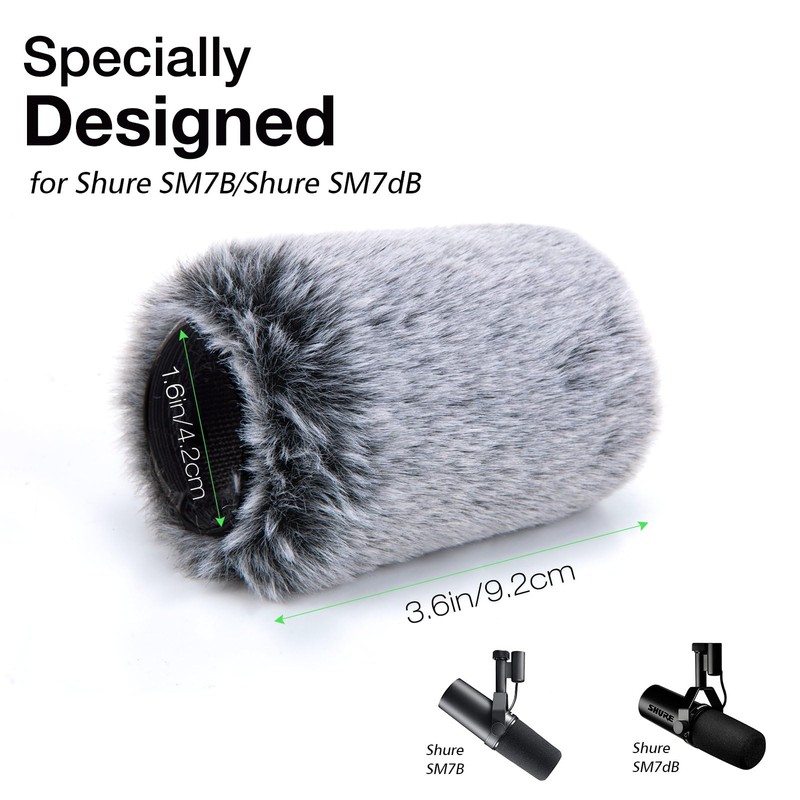SUNMON Pop Filter for Shure SM7B, Furry Mic Cover Compatible
