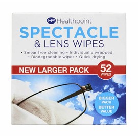 ARZER Healthpoint Spectacle Wipes, Extra Value 52 Pack, 2 Packs (104 Wipes!)