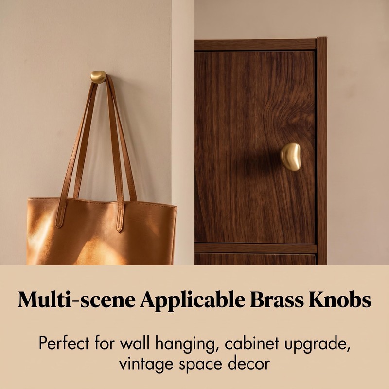 1 Pack Solid Brass Brushed Cabinet Hook Drawer Pull Knob