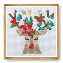 Trimits Mini Counted Cross Stitch Kits, 13 x 13cm (5 x 5in), Reindeer