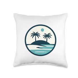 Cool Design of a Sunny Isolated Island with Palm Trees Throw Pillow