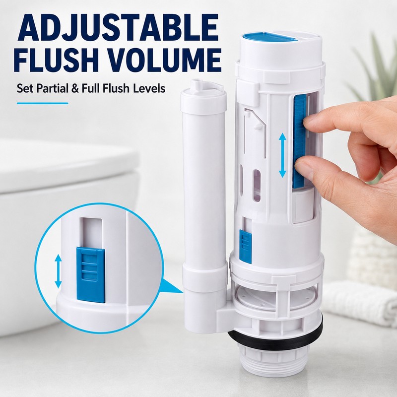 Dual-Flush Split Toilet Drain Valve, 18.5–29cm Size Options