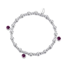 Philip Jones June (Alexandrite) Birthstone Stretch Charm Bracelet with Quote Gift Box