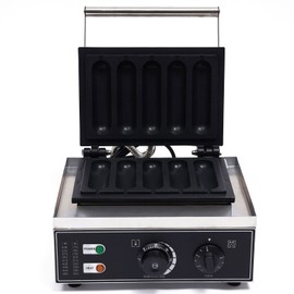 SNKOURIN Commercial Corn Dog Waffle Maker 5 Piece Hot Dog Cheese Stick Press Iron,Temperature Controlled,Stainless Steel Waffle Bread Maker For Corn Dogs,Cheese Sticks,Cakes,Sausage Rolls,110V