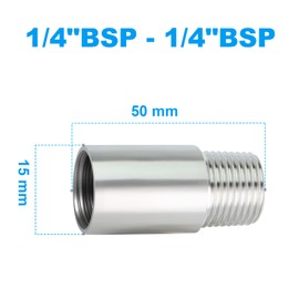ERGAOBOY 2 Pcs 50mm 1/4" Female to 1/4" Male BSP Thread Nipple Cast Pipe 304 Stainless Steel Pipe Fittings