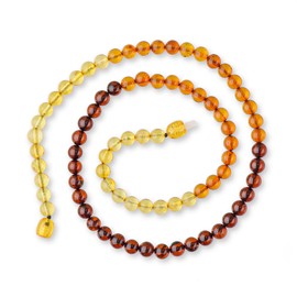 Genuine Amber Exclusive Beads Necklace - Natural Baltic Sea Amber Beads Jewelry Hand-Assembled Europe (Rainbow, 18)