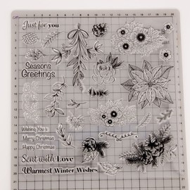 Arbuya Feliz Navidad Temporada Saludo Baya Rama Hojas de Navidad Decoraciones Sellos transparentes para hacer tarjetas Decoración y DIY Scrapbooking