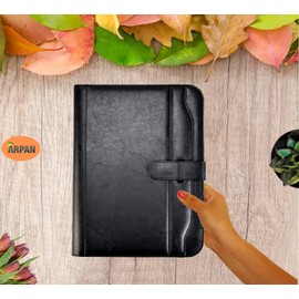 Arpan A4 Conference Folder Portfolio with Calculator & Pad/Executive Portfolio with Closure Belt (Black)