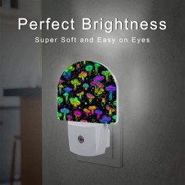 Colorful Magic Mushrooms Night Light, Glowing Mushrooms with Stars Dusk to Dawn Night Light Plug in,0.5w Energy Saving Sleep Friendly Night Light for Kids Boys Girls Home Decor