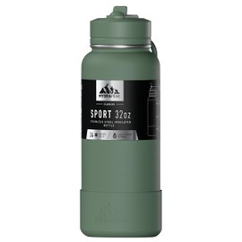 Hydrapeak 32oz Sport Insulated Water Bottle with Straw Lid, Leak & Spill Proof, Keeps Drinks Cold for 24 Hours, Hot for 12 Hours, Premium Stainless Steel Water Bottles (32oz, Sage Leaf)