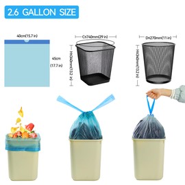 LJIACLEA Bathroom Small Drawstring Trash Bag 2.6 Gallon Random Colored Garbage Bag 75 Count Trash Can Liner for Bathroom, Office, Bedroom, Kitchen