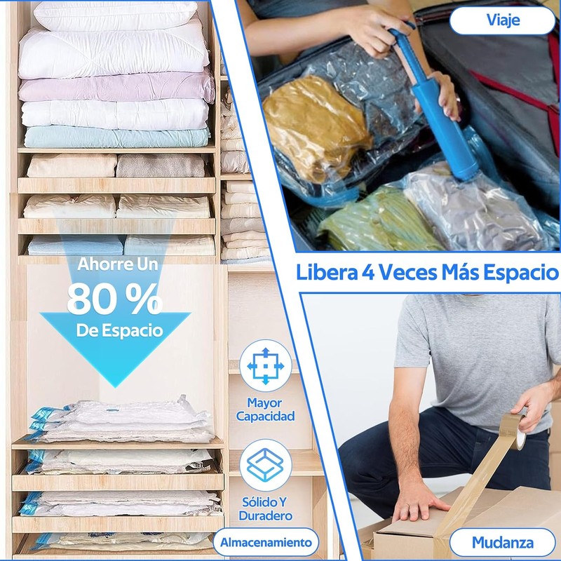 10 Piezas 80x60 cm Bolsas de Almacenamiento de Vacío,Bomba Eléctrica