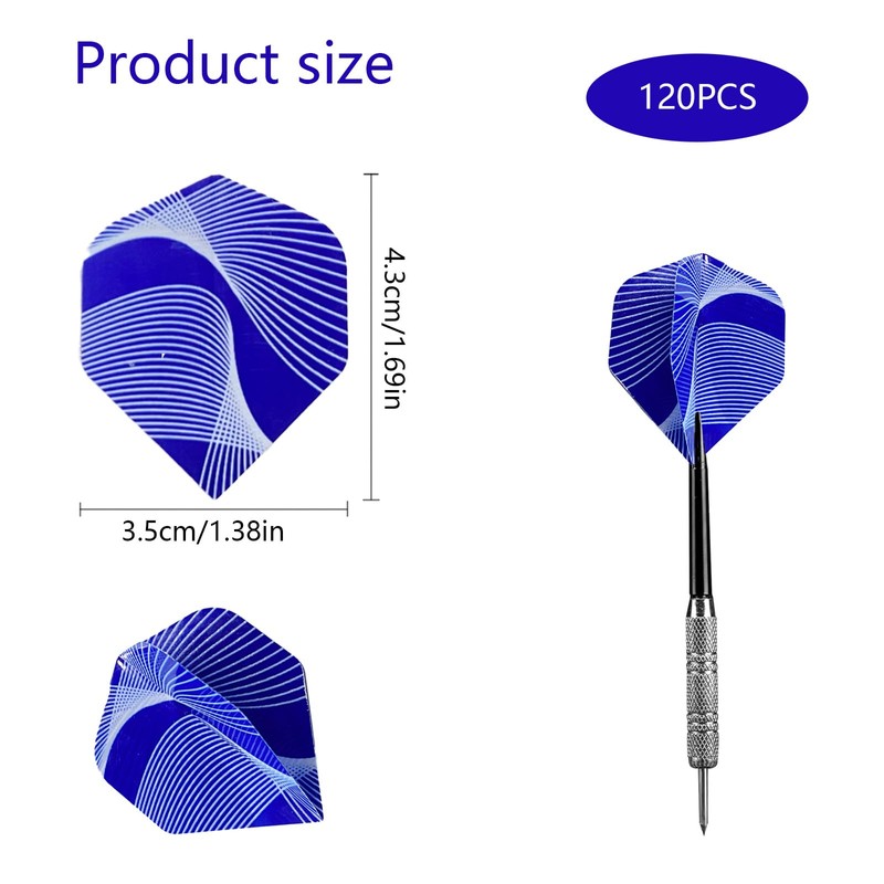 120 Pcs Standard Dart Flights Durable PET Replacement Feather Tails