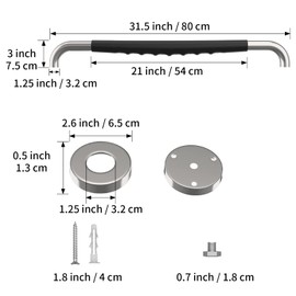 32 Inch Anti Slip Shower Grab Gold, Munzong Bathroom Grab Bar, Knurled Bathroom Balance Bar,Safety Hand Rail Support Handicap Elderly Injury Senior Assist Bath Handle